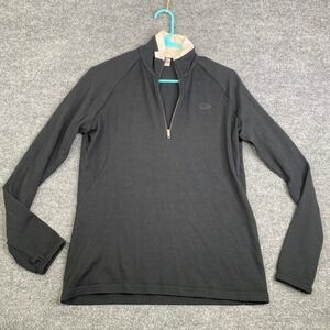 Icebreaker Sport 320 Mens Black Pure Merino Wool 1/4 Zip Pullover Sweater M